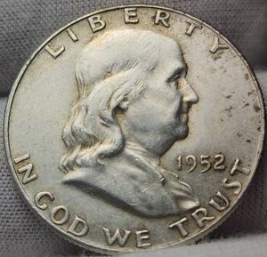 1952 D Franklin mezzo dollaro - 90% argento - 0,3617 once troy ~ F52d - Foto 1 di 2