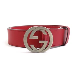 Cintura G ad incastro Gucci originale rosso/argento in pelle/metallo - e60444a - Foto 1 di 8