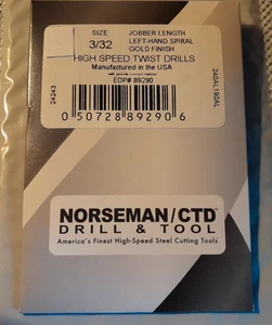 2PCS 3/32" LEFT Hand Super Premium High Speed Drill Bit Norseman USA Made #89390 - Picture 1 of 2