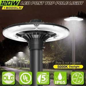 120W Outdoor LED Area Post Top Light Commercial Circular Street Pole Lighting - Picture 1 of 12