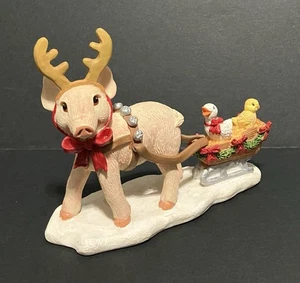 Barnyard Christmas Collection Jingle All the Way Figurine Pig Reindeer Farmhouse - Imagen 1 de 10
