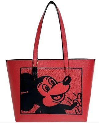 COACH Disney Mickey Mouse X Keith Haring Highline Tote - Red D2280 - Image 1 of 4