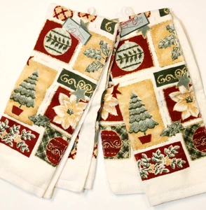 Holiday Towel Set of 2 New w Tags Home Quarters Christmas Trees Gold Kohls - Picture 1 of 4