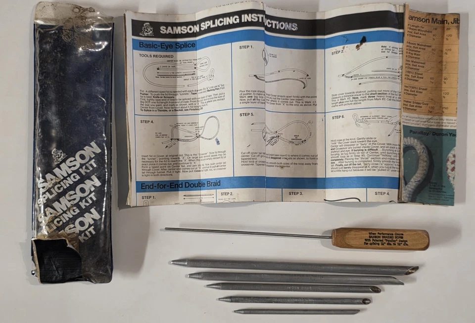 Kit de empalme de cuerda Sansón vintage EE. UU. 5 puños de aluminio, empujador, instrucciones vela Foto 1 de 4