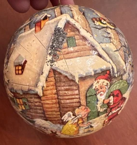 Vintage Christmas Paper Mache Candy Container Ornament Santa & Angel Germany - Picture 1 of 10
