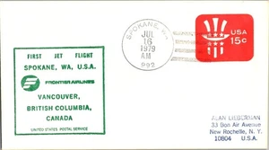 Frontier Airlines First Flight Spokane Washington - Vancouver BC Canada - 1979 - Picture 1 of 2