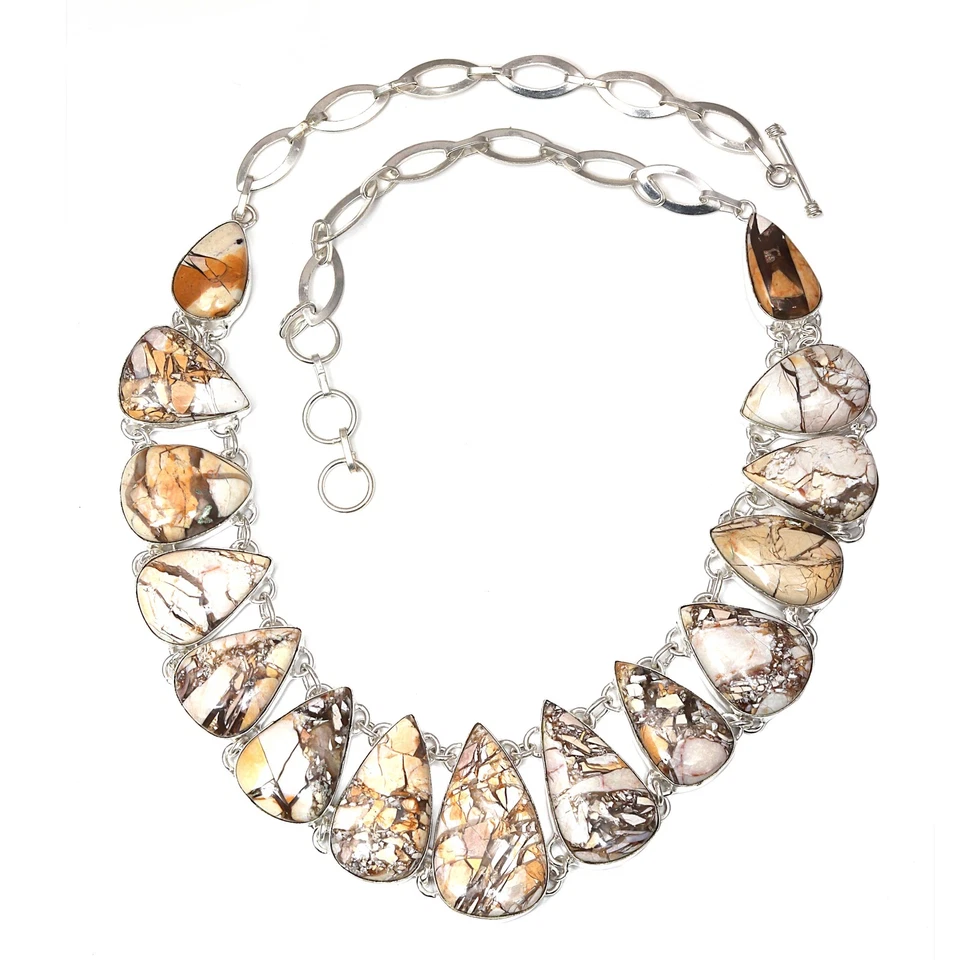Collar de piedras preciosas mocaíta brechas para mujer unisex joyería 18-20"" Foto 1 de 1