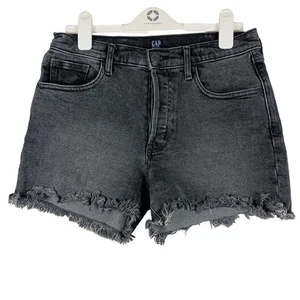 GAP High Rise Shorts Womens 4 27 Black Denim Cutoff Grunge 90s Button Fly - Picture 1 of 8