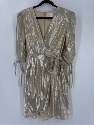 Mini Vestido Alice McCall Plano Astral Manga Gorra - Dorado, Brillante - Talla 10 Foto 1 de 4