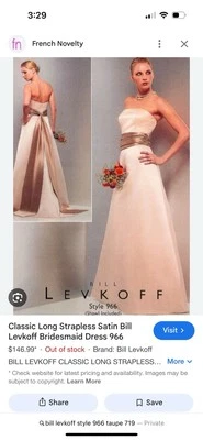 Vestido Bil Levkoff Sin Tirantes Champagne Con Cinturón Taupe, Nuevo Con Etiquetas Foto 1 de 4