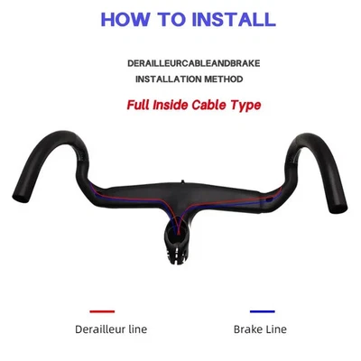  Road Bike 380-440mm Internal Wiring Integrated Carbon Handlebar 28.6*80-120mm  - Image 1 of 4