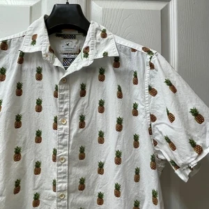 Cactus Man Ricky Singh Men's L Button Up Shirt Pineapple Print S/S Cotton - Picture 1 of 14