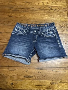 Rock Revival Women's Jean Shorts Distressed Size 25 Logo Sh1 - Picture 1 of 7