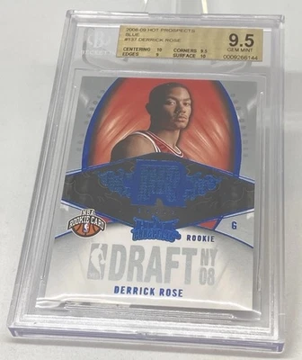 DERRICK ROSE 2008 Fleer Hot Prospects RC ROOKIE Blue BGS GEM MINT 9.5 POP 18 - Image 1 of 4