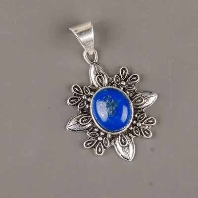 Lapis Lazuli Gemstone Handmade 925 Sterling Silver Jewelry Pendant Gift For Her - Image 1 of 3