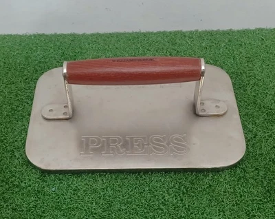 Williams Sonoma Grill Press | Steel | Wood Handle Bacon | Burger | Hashed Browns - Image 1 of 3