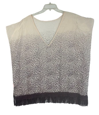 Poncho Victoria's Secret Seda Leopardo Estampado Animal Flecos Caftán Mediano Foto 1 de 4