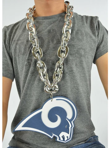 New NFL Los Angeles Rams SILVER Color Fan Chain Necklace Foam Cover