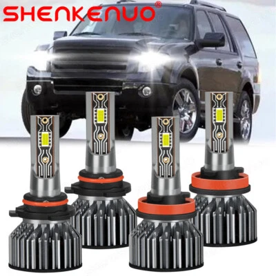 For Ford Expedition 2015-2017 w/o projector -4x 6000K LED Headlight Hi/Low Bulbs - Image 1 of 4