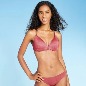Top de natación de bikini ligeramente forrado con alambre en V para mujer - sombra y orilla malva metálico 34C - Imagen 1 de 2