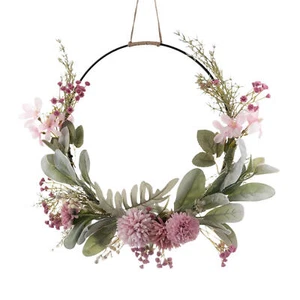 Spring Wreaths For Front Door Artificial Garland Hoop Wreath Home Hanging Decors - Picture 1 of 11