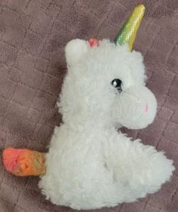 Greenbrier Unicorn Stuffed Animal Toy Fuzzy Friends White Rainbow 7" Plush - Picture 1 of 4
