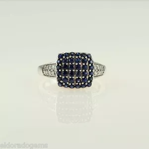 DAMEN 1,50 CT. SAPHIR & DIAMANT COCKTAIL CLUSTER RING 14K WEISSGOLD US5,5 - Bild 1 von 4