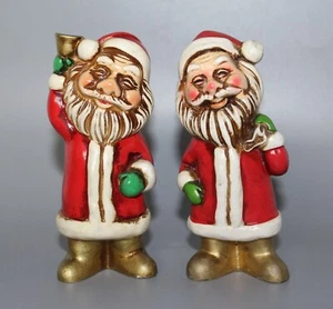 Pair of Vintage Christmas Santa Claus with Bell and with Sack Figurines - Picture 1 of 6
