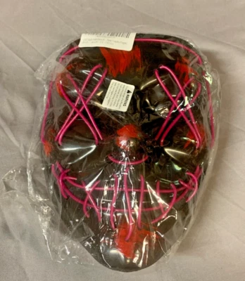 Adult Flashing Halloween Mask 3 settings Light Up Lace New Purple LED Cosplay - Image 1 of 3