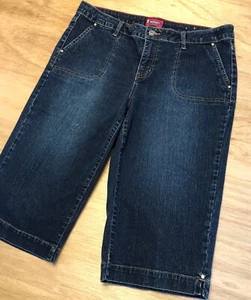 Pantalones cortos capris elásticos Westport Jeans para mujer talla 14 detalles de estrás lavado oscuro - Imagen 1 de 14