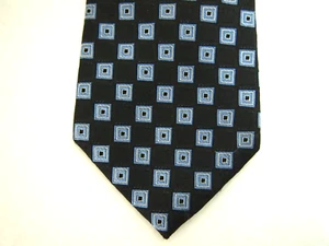 Tommy Hilfiger Mens Necktie Tie Black Blue Checkered Silk 60" Career - Picture 1 of 4