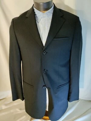 Wilke Rodriguez Negro Lana Lycra Tres Botones Traje Chaqueta Abrigo Deportivo 40L Nuevo sin Etiquetas Foto 1 de 4