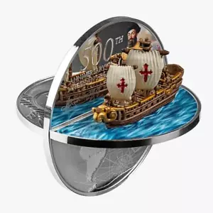 Niue 2021 5$ Ferdinand Magellan 3D Shape 500th Anniversary 2 Oz silber Münze - Bild 1 von 6