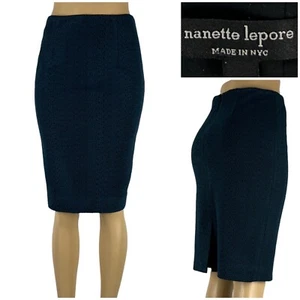 Nanette Lepore Womens Skirt Size 2 Knee Length Textured Blue Made In USA EUC - Picture 1 of 11
