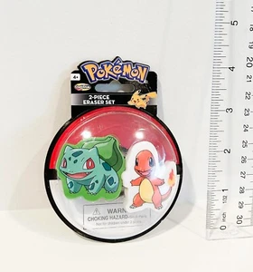 Pokémon 2-Piece Eraser Set With Bulbasaur And Charmander NEW - Picture 1 of 2