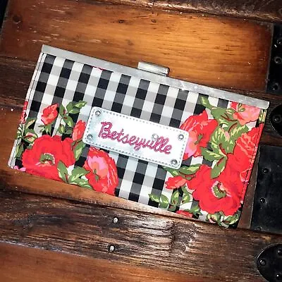 Betseyville Betsey Johnson Floral Kiss Lock Clutch Large Double Fold Over Wallet • 25€
