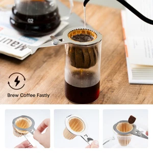 Filtro gotero de café soporte de goteo de acero inoxidable portátil de viaje preparación única EE. UU. - Imagen 1 de 10