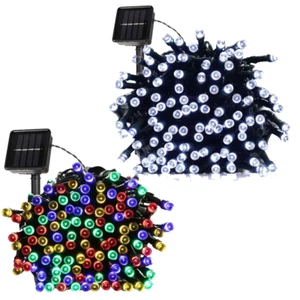 50/100 LED STRING LIGHTS SOLAR POWERED FAIRY GARDEN 10M MULTICOLOURED COOL WHITE - Picture 1 of 14