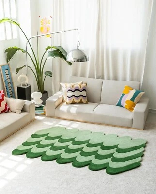 Dark Green+ Light Green Pasto rug in beautiful shape - Image 1 of 4