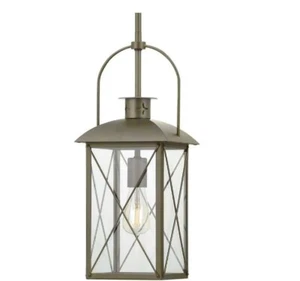 Woodcliff 1-Light Weathered Brass Outdoor Pendant Light with Clear Glass - Picture 1 of 4