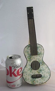 Antike Weihnachten Dresdner Papier Figur Gitarre Deutsch Bonboniere Ornament - Bild 1 von 11