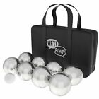 Petanque Boules Set for Bocce Ball 8 Steel Tossing Balls in Case Backyard Game