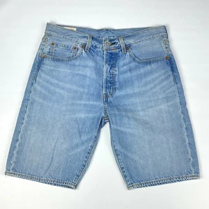 Levis Premium Big E Button Fly Shorts Denim Blue Jeans Mens Size 33-34 - Picture 1 of 7