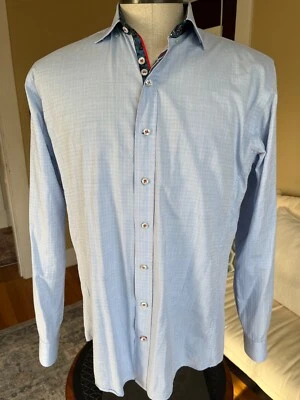 Au Noir Men's Sz. 3 Blue Patterned L/S Shirt EUC - Image 1 of 4