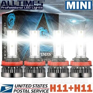 H11+H11 LED Headlight Kit High Low Beam Bulbs Super Bright 7200LM 6000K 4Pcs - Picture 1 of 12