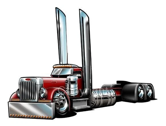 Camiseta Big Rig Semi Truck Pete Built dibujos animados 1012 camión de carga Foto 1 de 1