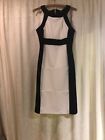 Ladies M&Co Black Dress, White Pattern, Size 10 Twiggy Bodycon