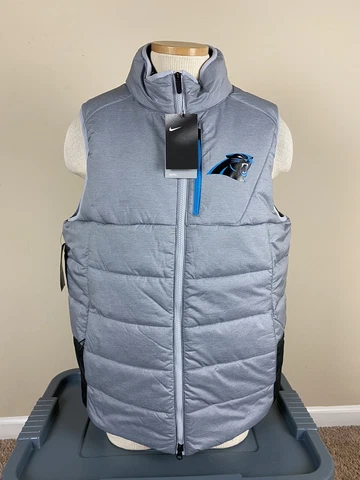 NWT Nike NFL On Field Apparel Carolina Panthers Gray Puffer Vest | Men’s Size L Cover