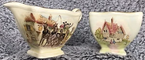 ROYAL WINTON GRIMWADES HAPPY DAYS CREAMER & OPEN SUGAR ENGLAND DIPINTO A MANO - Foto 1 di 14