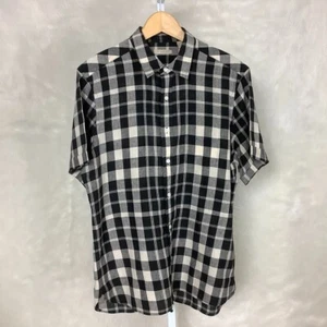 Burberry Brit Men's Black, Ivory Check Rolled Sleeve Cotton & Linen Shirt NWOT - Picture 1 of 8